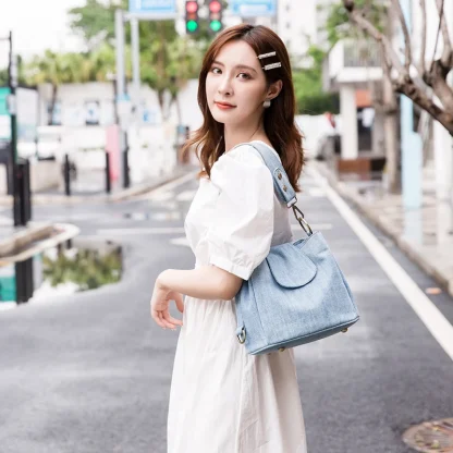 Bucket Denim Shoulder Bag - Image 2