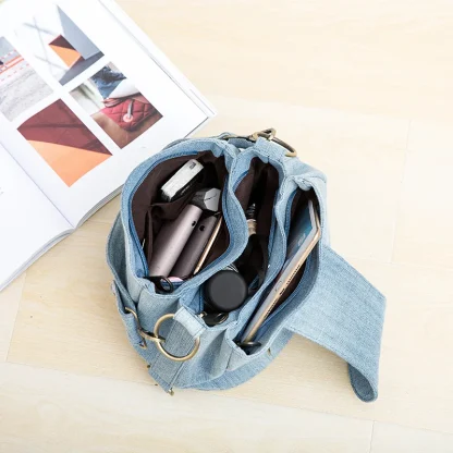 Bucket Denim Shoulder Bag - Image 5