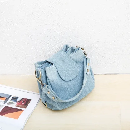 Bucket Denim Shoulder Bag - Image 6