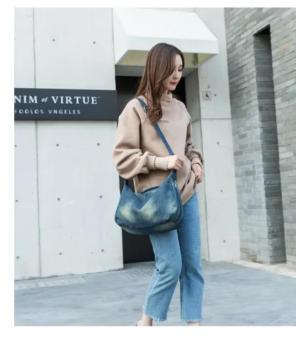 Classic Denim Shoulder Bag - Image 2