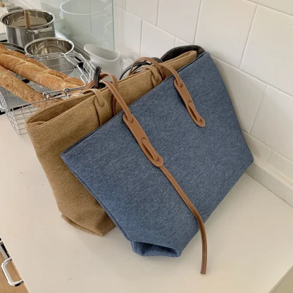 Spacious Denim Shoulder Bag - Image 5