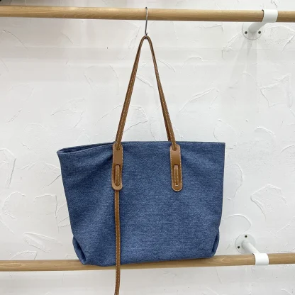 Spacious Denim Shoulder Bag - Image 4