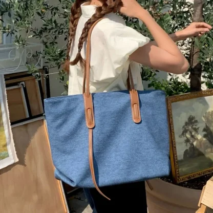 Spacious Denim Shoulder Bag