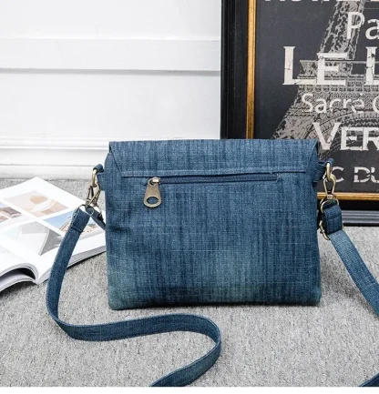 Flap Denim Shoulder Bag - Image 4