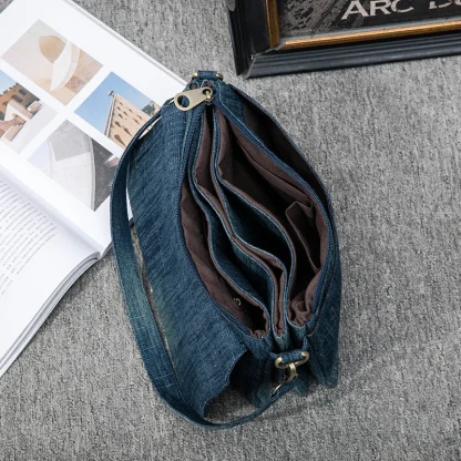 Flap Denim Shoulder Bag - Image 5