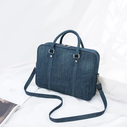 Laptop Denim Shoulder Bag - Image 3
