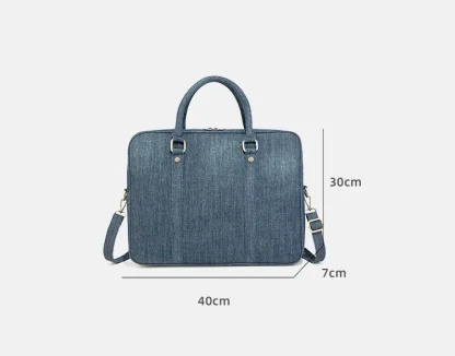 Laptop Denim Shoulder Bag - Image 7