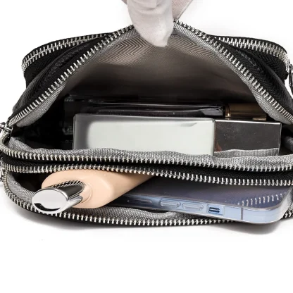 Multi-layer Zippered Shoulder Bag - Image 6