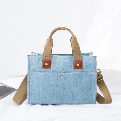 Denim Tote Shoulder Bag - Image 4