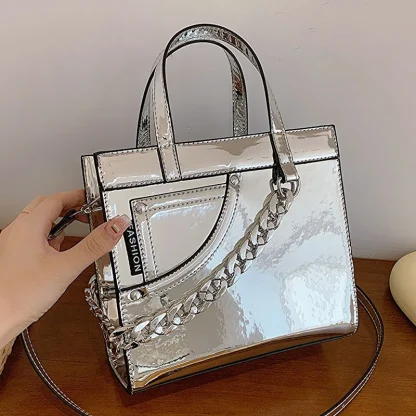 Metallic Tote Shoulder Bag