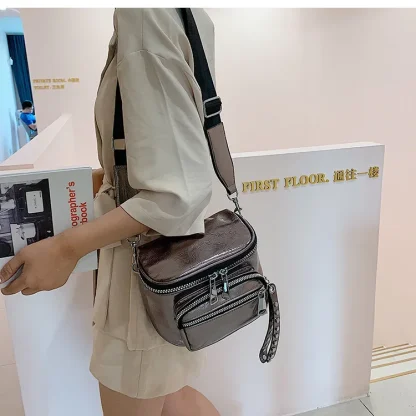 Double Zippered Shoulder Bag - Image 4