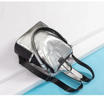 Silver Backpack Shoulder Bag - Image 4