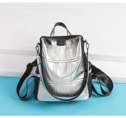 Silver Backpack Shoulder Bag