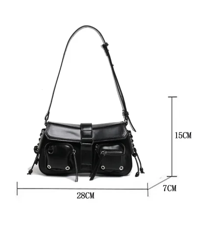 Multi-pocket Zippered Shoulder Bag - Image 7