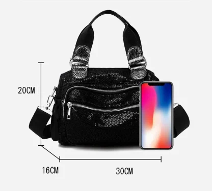 Black Zippered Shoulder Bag - Image 7