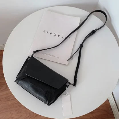 Asymmetrical Black Shoulder Bag - Image 5