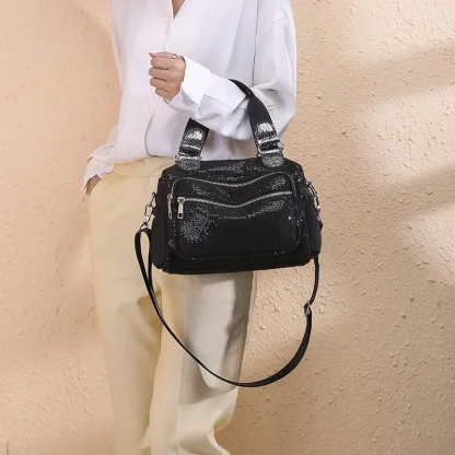 Black Zippered Shoulder Bag - Image 2