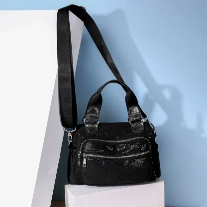 Black Zippered Shoulder Bag - Image 4