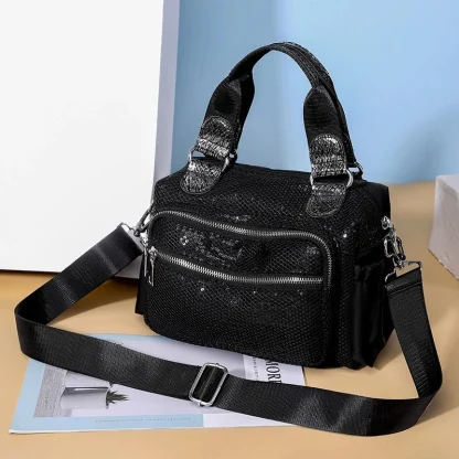 Black Zippered Shoulder Bag
