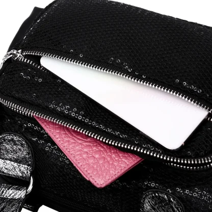 Black Zippered Shoulder Bag - Image 6