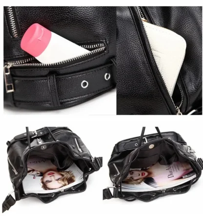 Black Drawstring Shoulder Bag - Image 5