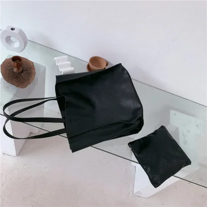 Black Tote Shoulder Bag - Image 3