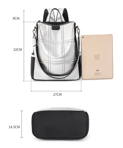 Silver Backpack Shoulder Bag - Image 7