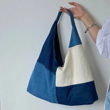 Denim Patchwork Shoulder Bag