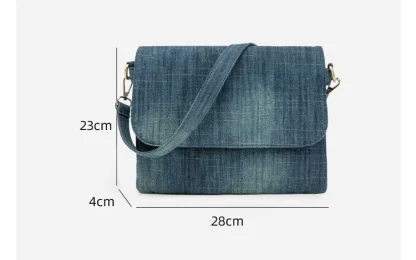 Flap Denim Shoulder Bag - Image 7