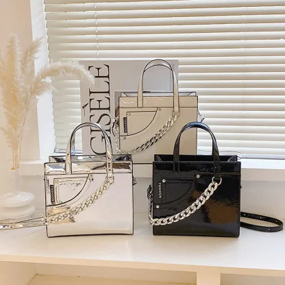 Metallic Tote Shoulder Bag - Image 7