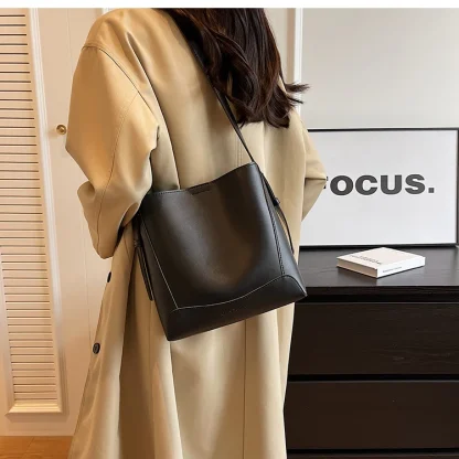 Solid Generous Shoulder Bag - Image 6