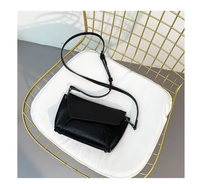Asymmetrical Black Shoulder Bag