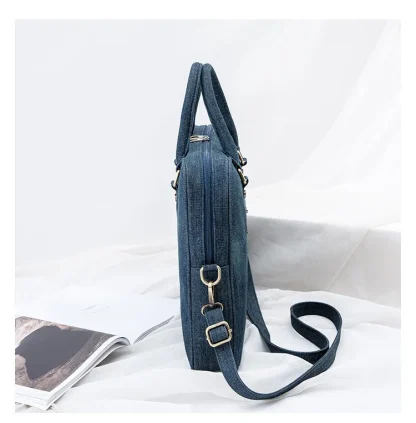 Laptop Denim Shoulder Bag - Image 5