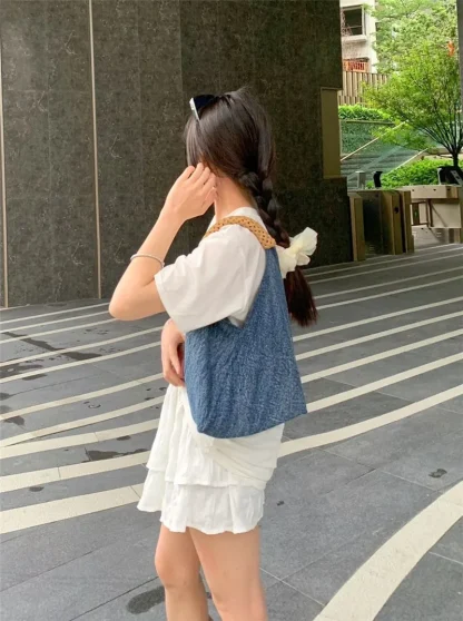 Modern Denim Shoulder Bag - Image 5