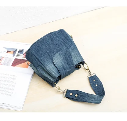 Bucket Denim Shoulder Bag - Image 4