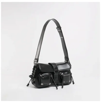 Multi-pocket Zippered Shoulder Bag