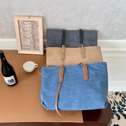 Spacious Denim Shoulder Bag - Image 7