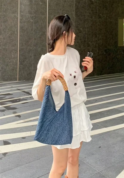 Modern Denim Shoulder Bag - Image 6