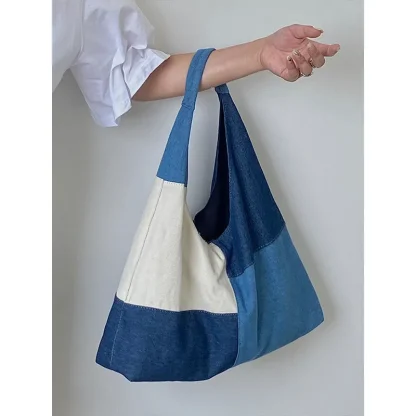 Denim Patchwork Shoulder Bag - Image 6