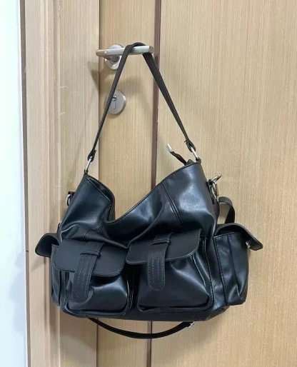 Black Multi-pocket Shoulder Bag - Image 6