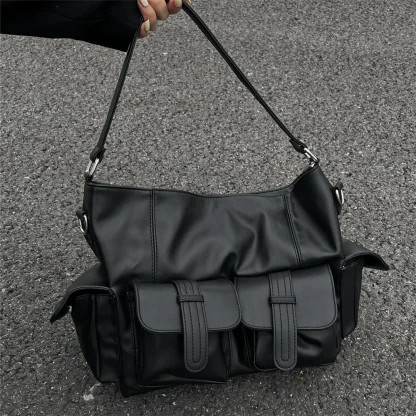 Black Multi-pocket Shoulder Bag