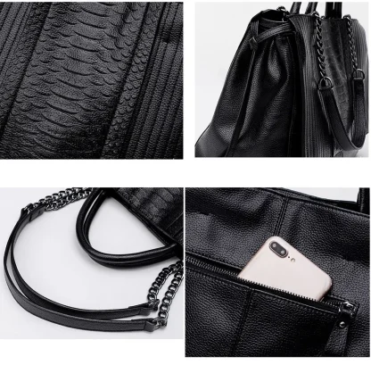 Spacious Black Shoulder Bag - Image 6