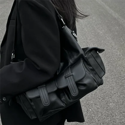 Black Multi-pocket Shoulder Bag - Image 5
