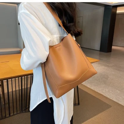 Solid Generous Shoulder Bag - Image 5