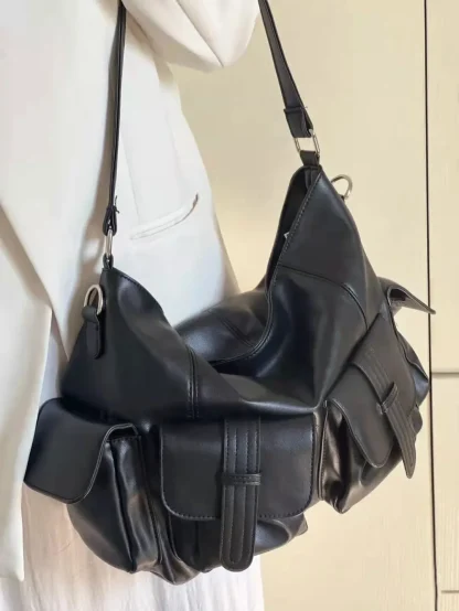 Black Multi-pocket Shoulder Bag - Image 3