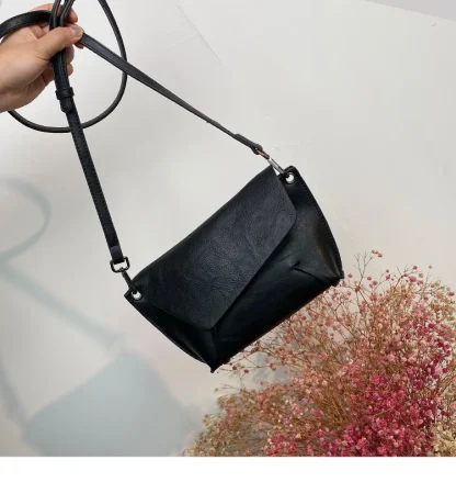 Asymmetrical Black Shoulder Bag - Image 6