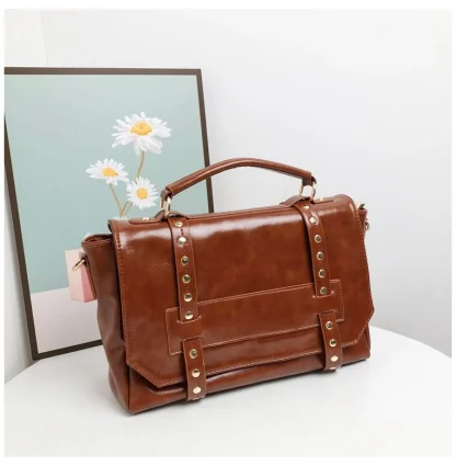 Vintage-style Satchel Shoulder Bag - Image 5