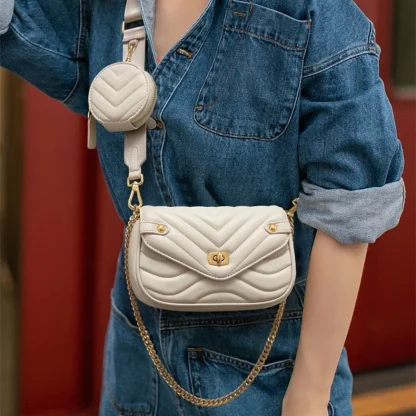 Quilted Flap Shoulder Bag - Image 2