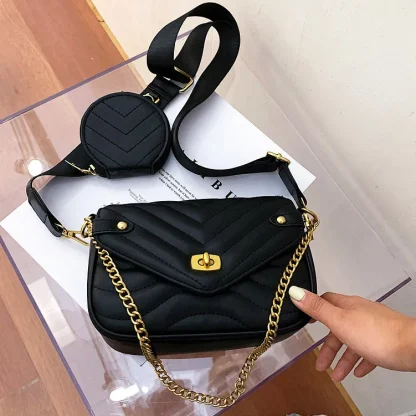 Quilted Flap Shoulder Bag - Image 3