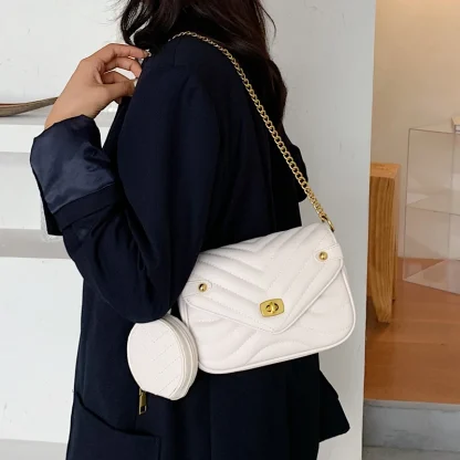 Quilted Flap Shoulder Bag - Image 4